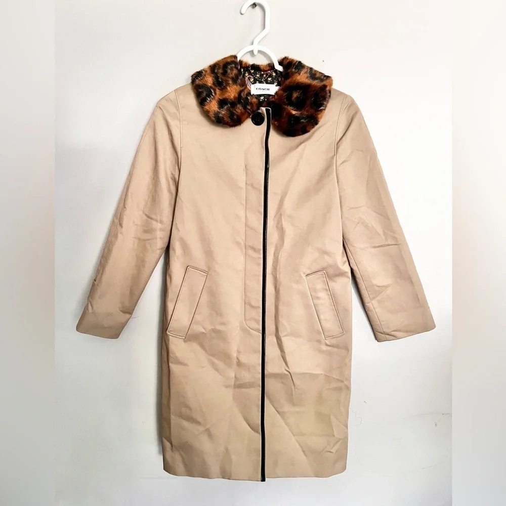 NWOT Coach Leather Trim Coat Size 00/ XS Jacket